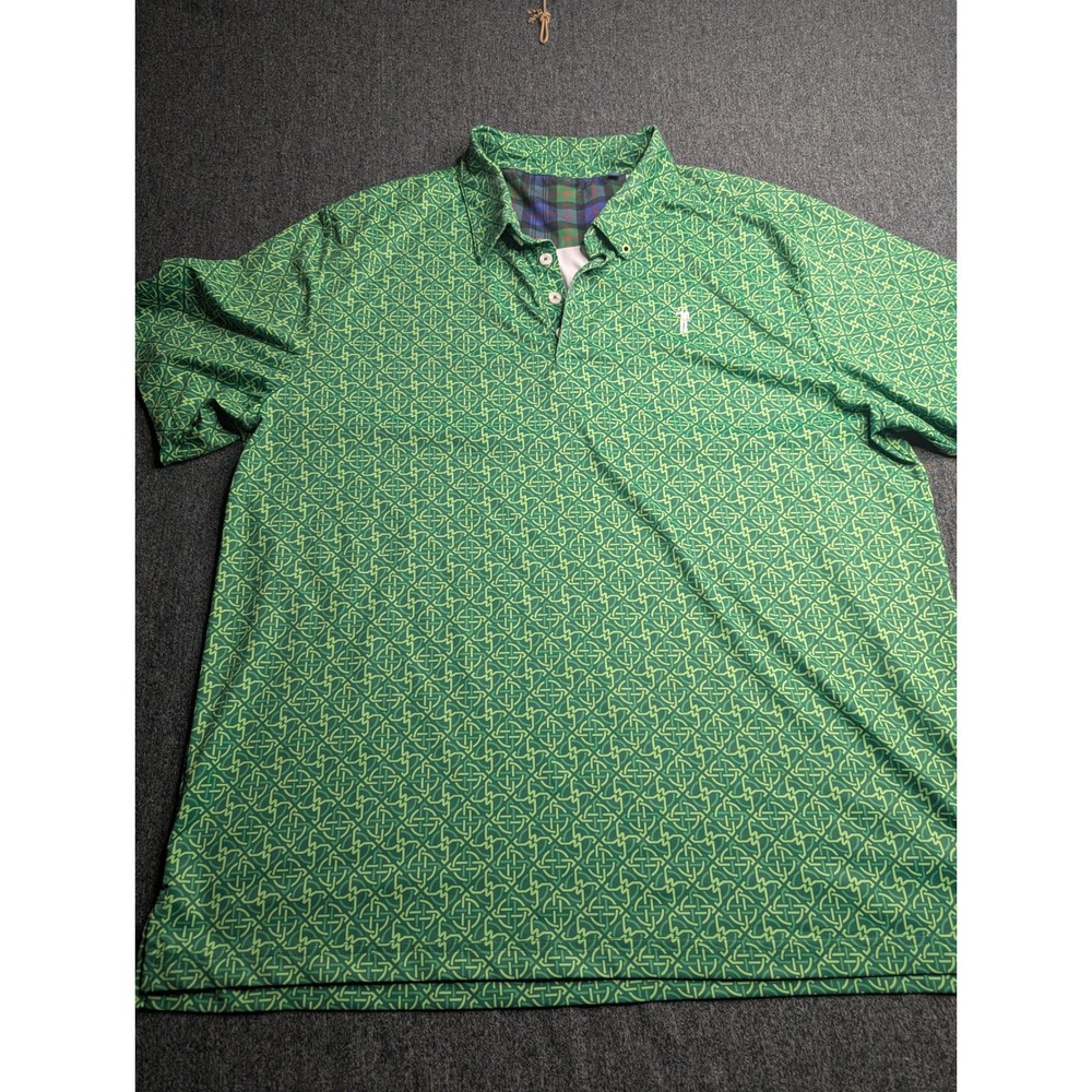 William Murray Golf Mens XL Green Celtic Knot Polo Shirt Short Sleeve Stretch